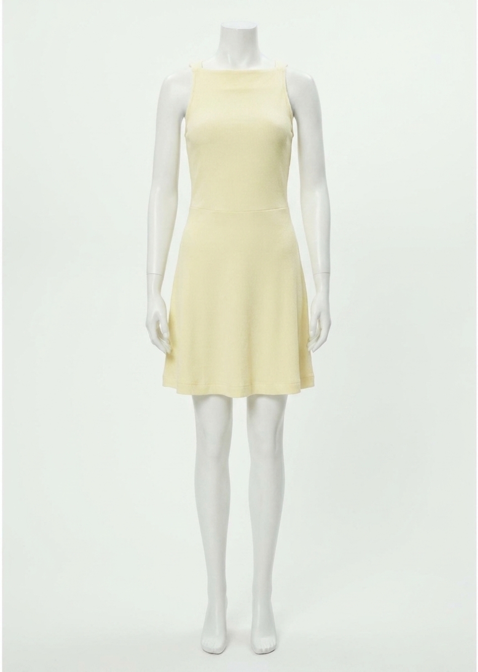 NEW MICHAEL STARS andy ultra rib skater dress in buttercup